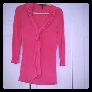 BCBG Pink Ruffle Top